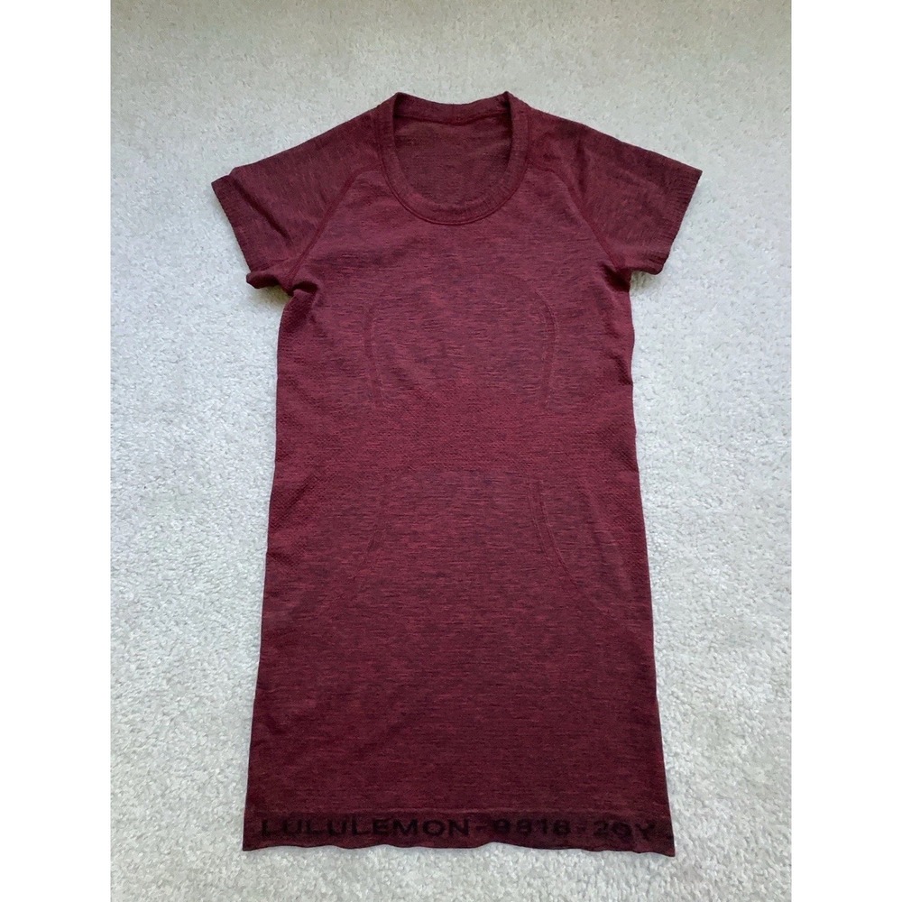 Lululemon Swiftly Tech SS Short Sleeve Crew 20Y Anniversary Dark Red Black 4